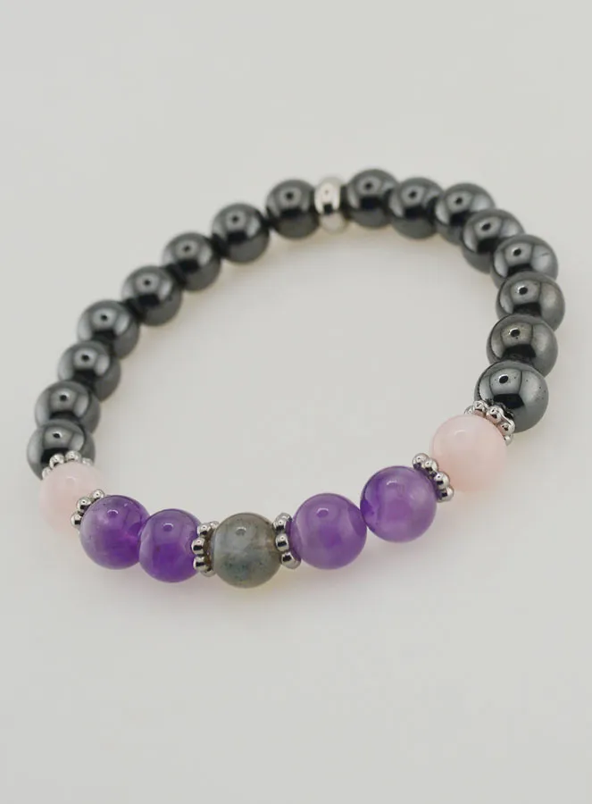 Armband mit Hämatit, Amethyst, Labradorit, Quarz - 8mm (pic 4)