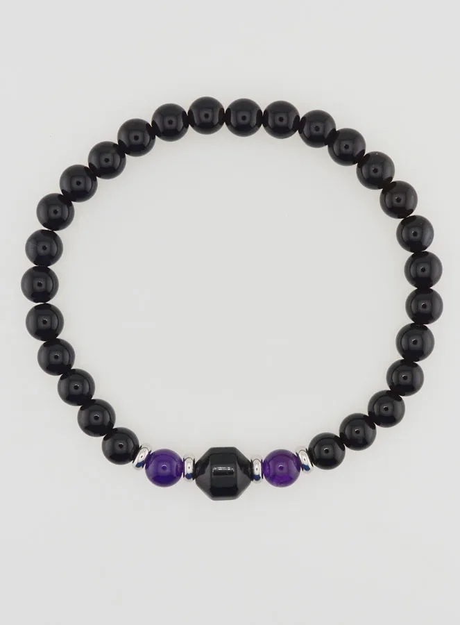 Armband aus Amethyst und schwarzem Onyx - 6mm (pic 1)