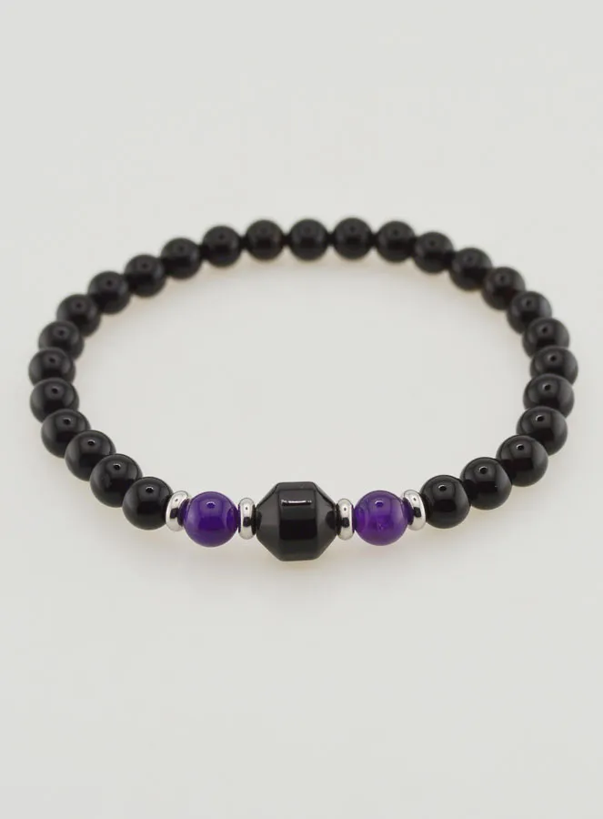 Armband aus Amethyst und schwarzem Onyx - 6mm (pic 2)