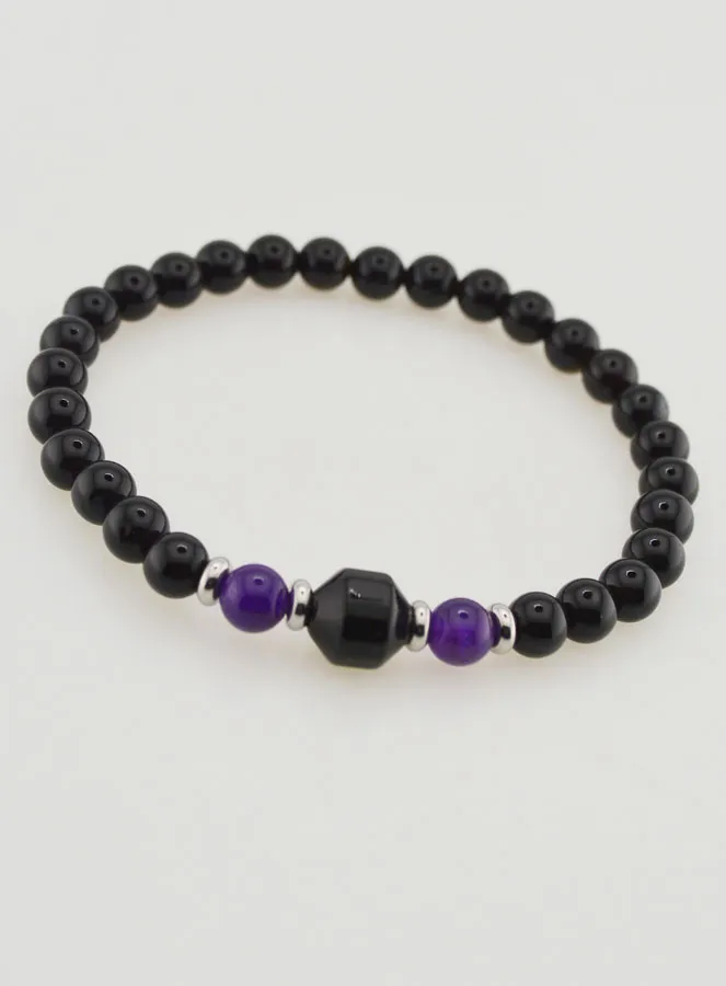 Armband aus Amethyst und schwarzem Onyx - 6mm (pic 3)