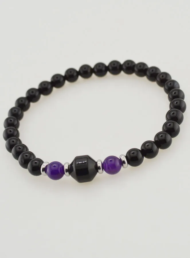 Armband aus Amethyst und schwarzem Onyx - 6mm (pic 4)