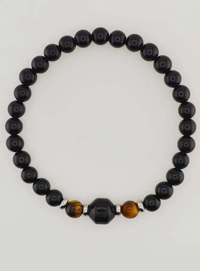 Armband aus Tigerauge und Schwarzem Onyx - 6mm (pic 1)