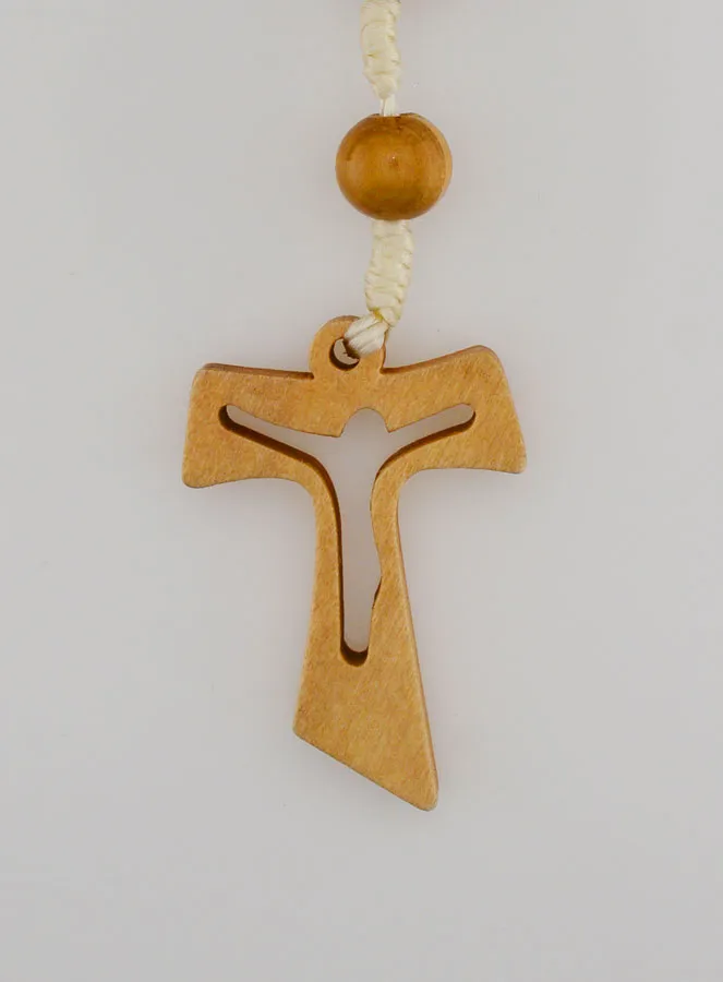 Rosenkranz Olivenholz Grosse Perlen - Tau-Kreuz (pic 3)