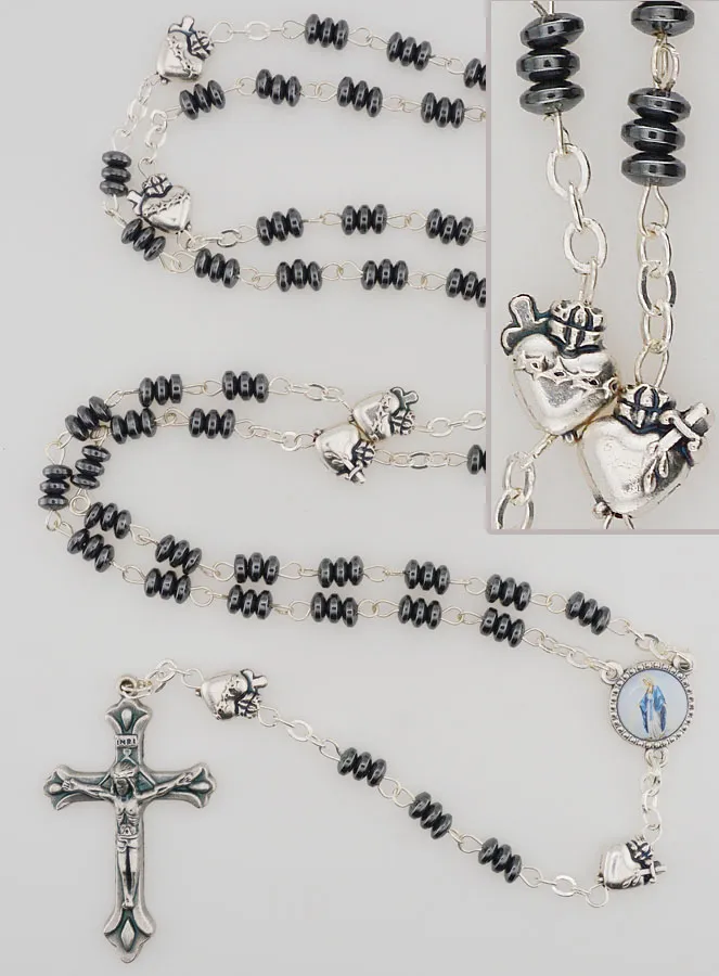 Rosenkranz Wundertätige Madonna und Ex Voto - Hämatit (pic 1)