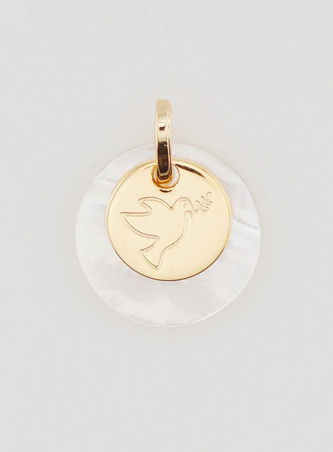 Vergoldeter Anhänger Münze mit Perlmutt - Heiliger Geist (pic 1)