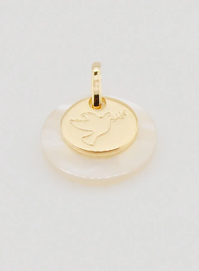 Vergoldeter Anhänger Münze mit Perlmutt - Heiliger Geist (pic 2)