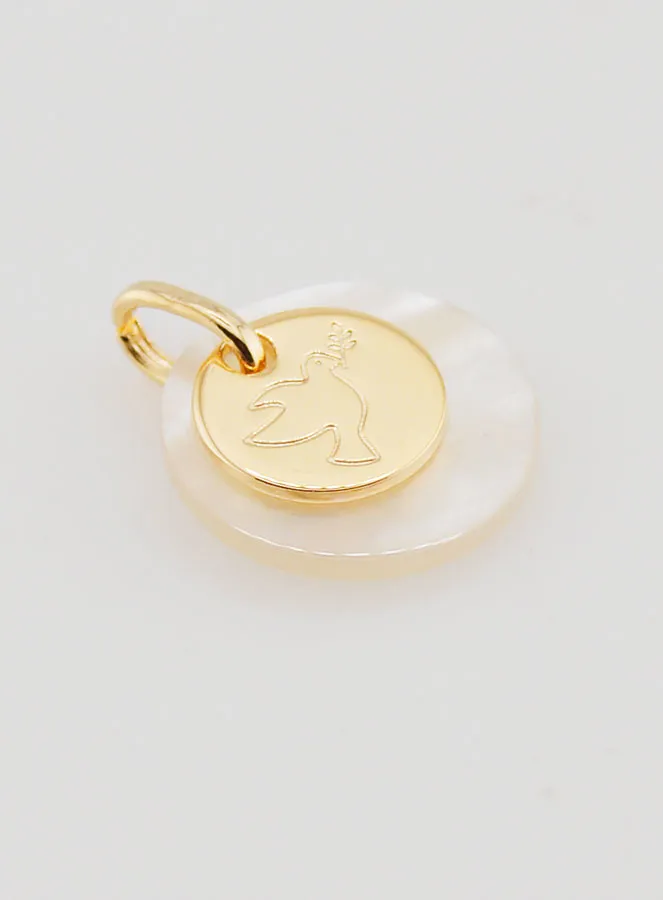 Vergoldeter Anhänger Münze mit Perlmutt - Heiliger Geist (pic 3)