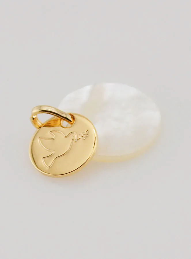 Vergoldeter Anhänger Münze mit Perlmutt - Heiliger Geist (pic 4)