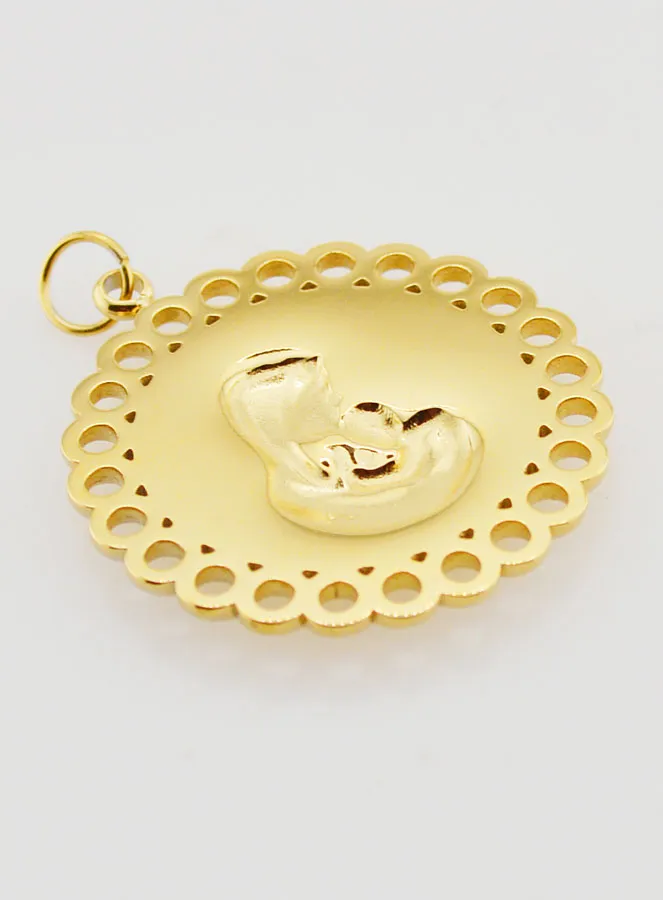 Anhänger Mutter Gottes mit Kind Edelstahl Goldfarben - 25mm (pic 4)