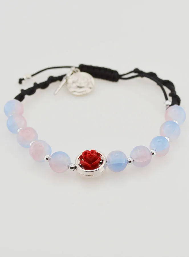 Verstellbares Zehner-Rosenkranz-Armband - Rosa (pic 2)