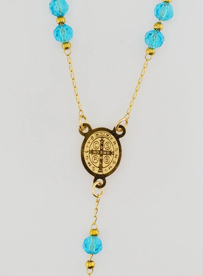 Rosenkranz Medaille des Heiligen Benedikt aus Edelstahl - Türkis (pic 4)