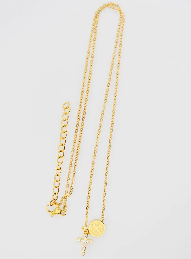 Schutz-Halskette Medaille H. Benedikt und Kreuz (pic 2)