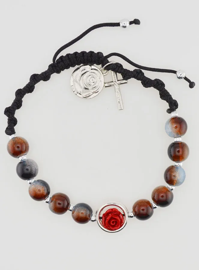 Verstellbares Zehner-Rosenkranz-Armband - Braun (pic 1)