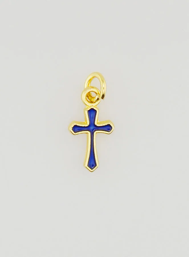 Charm Anhänger Kreuz 10mm - Dunkel Blau (pic 1)