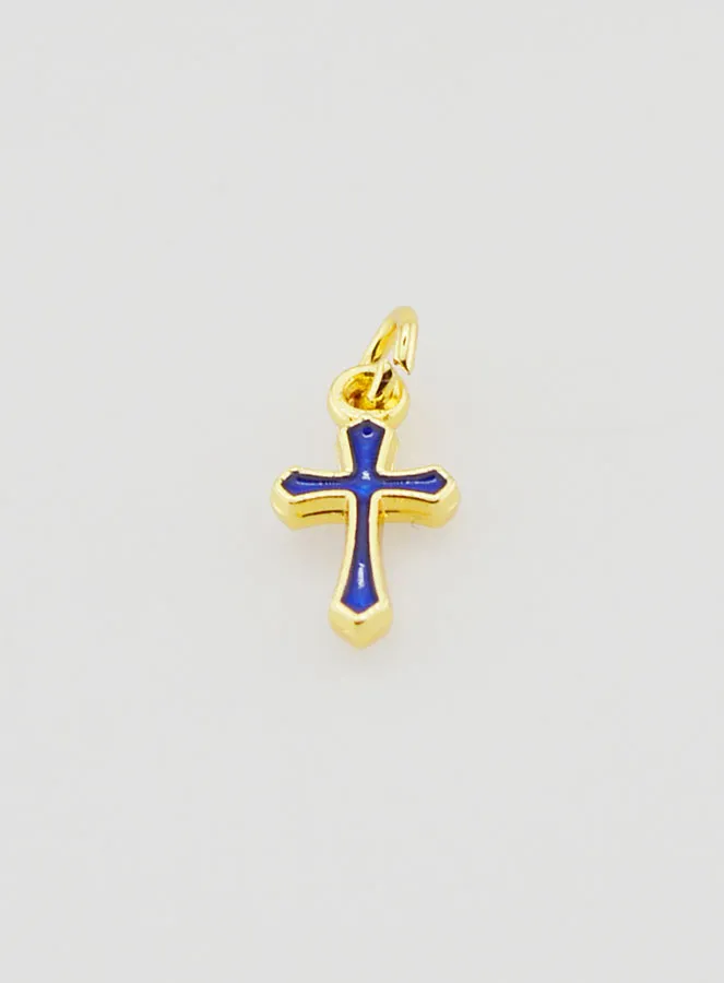 Charm Anhänger Kreuz 10mm - Dunkel Blau (pic 2)