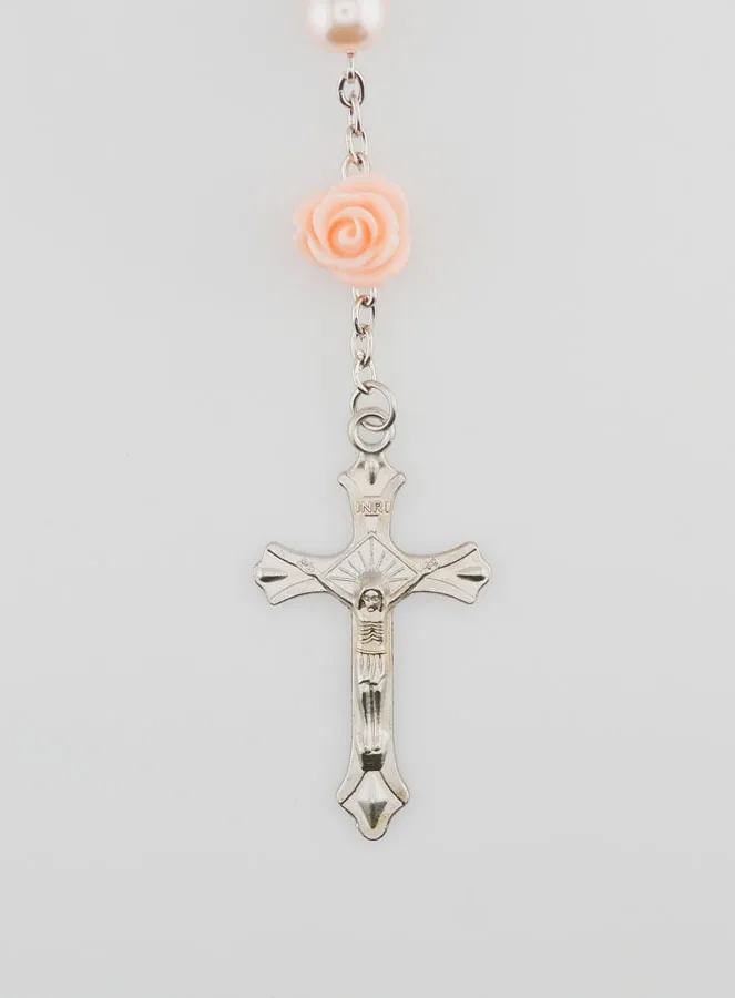 Rosenkranz Lourdes Perlmutt Perlen und Rosen (pic 3)