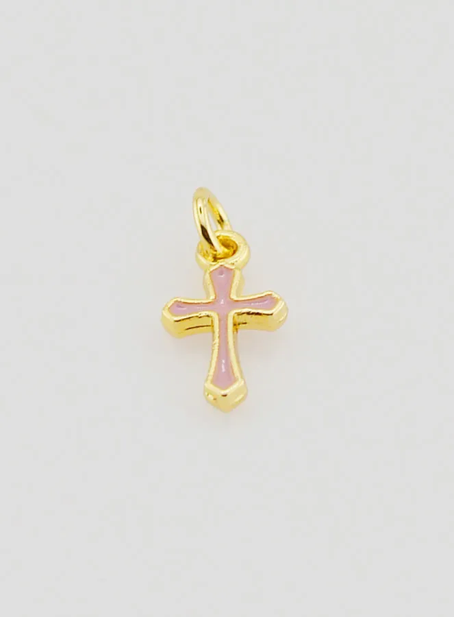 Kreuz Anhänger Charm 10mm - Rosa (pic 2)