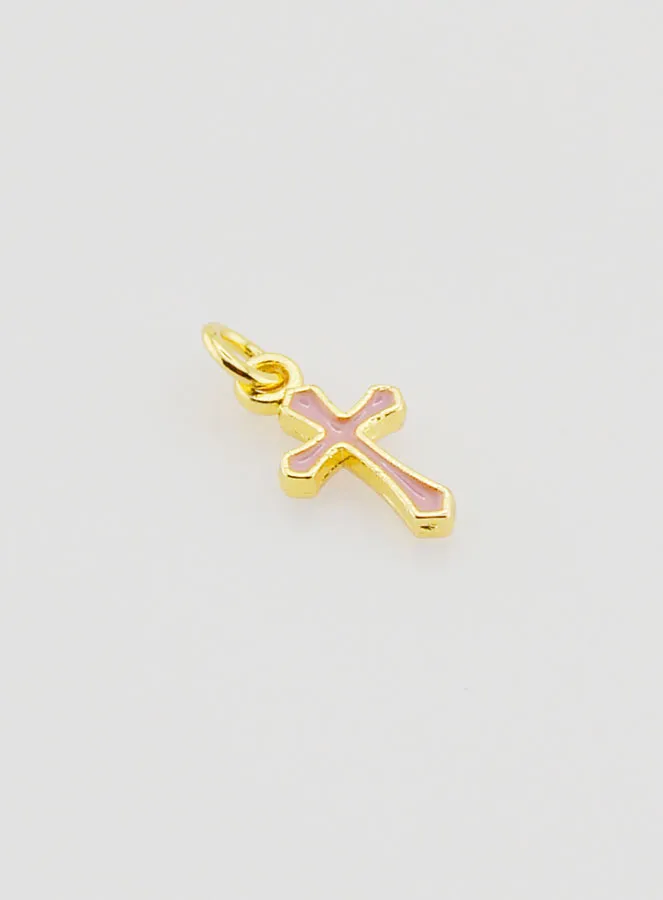 Kreuz Anhänger Charm 10mm - Rosa (pic 3)