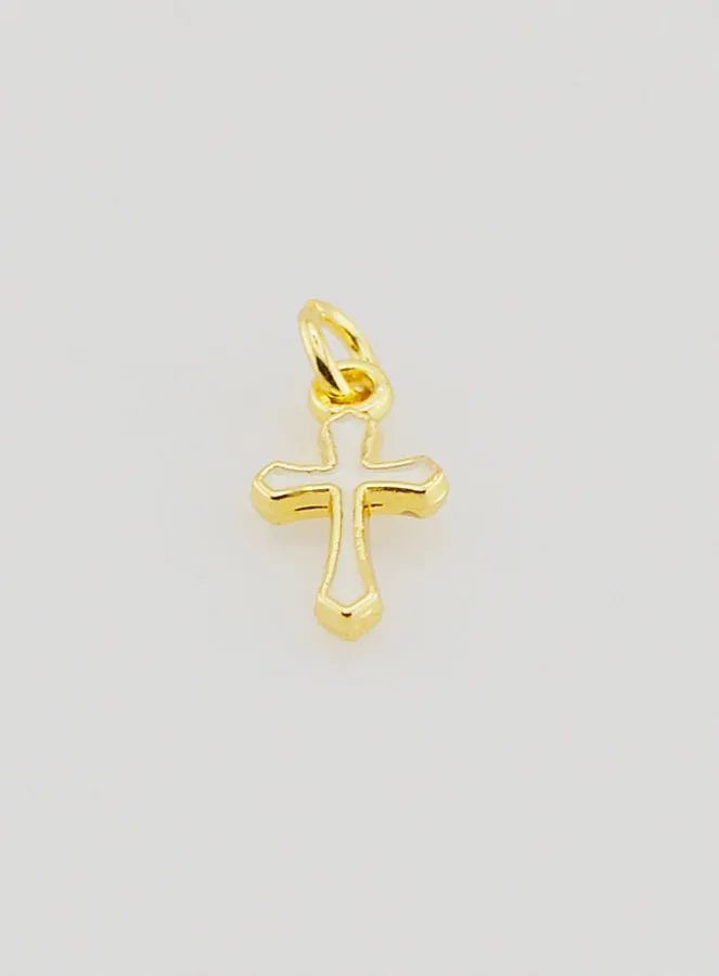 Charm-Anhänger Kreuz 10mm - Weiß (pic 2)