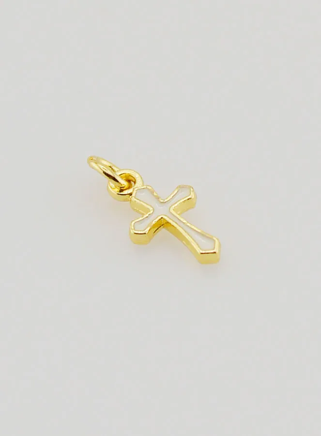 Charm-Anhänger Kreuz 10mm - Weiß (pic 3)
