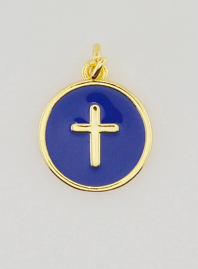 Anhänger Kreuz - Dunkelblaues Emaille (pic 1)