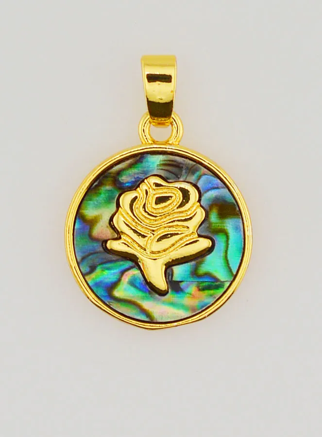 Medaille Rose aus Abalone Muschel - 14mm (pic 1)