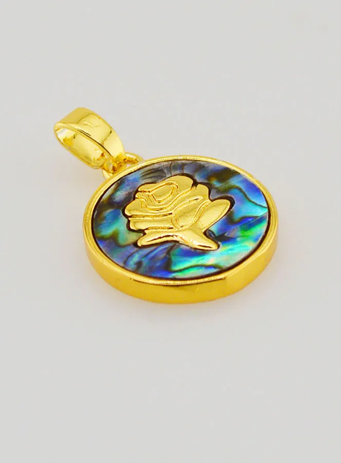 Medaille Rose aus Abalone Muschel - 14mm (pic 3)