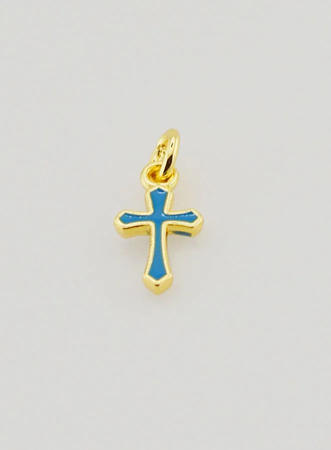 Charm Anhänger Kreuz 10mm - Blau (pic 2)
