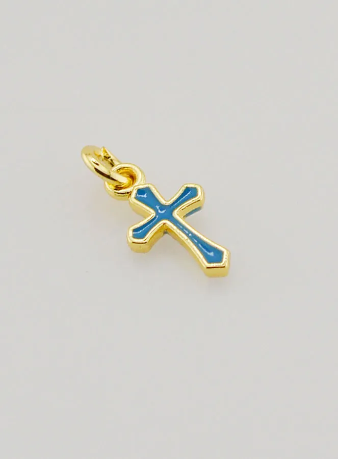 Charm Anhänger Kreuz 10mm - Blau (pic 3)