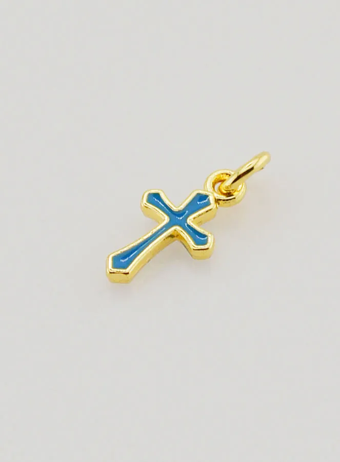 Charm Anhänger Kreuz 10mm - Blau (pic 4)