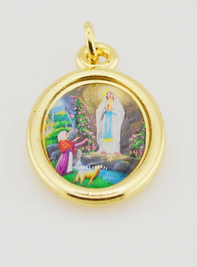 Anhänger Muttergottes von Lourdes Goldfarben - 25mm (pic 2)