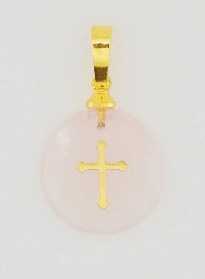Transparenter Anhänger Mit Kreuz - Rosa (pic 1)