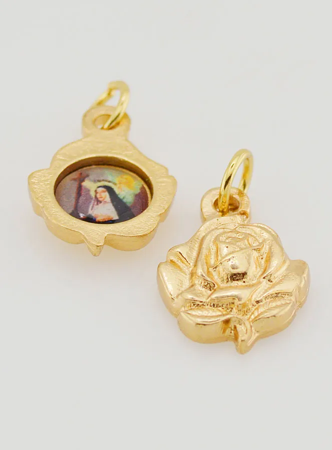 Anhänger Rose 14mm Goldfarben - Heilige Rita (pic 2)