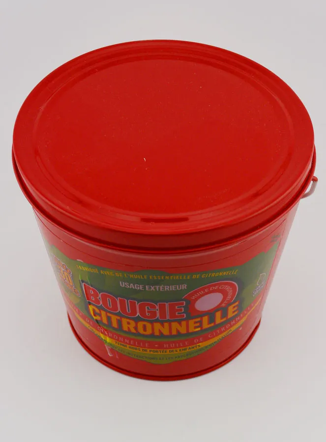 Zitronengras Kerze in Metall Topf - Rot (pic 2)