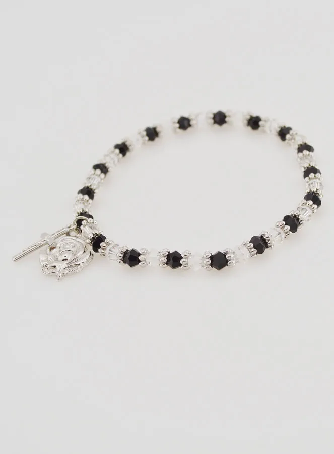 Religiöses Armband Schwarze und Transparente Perlen (pic 4)