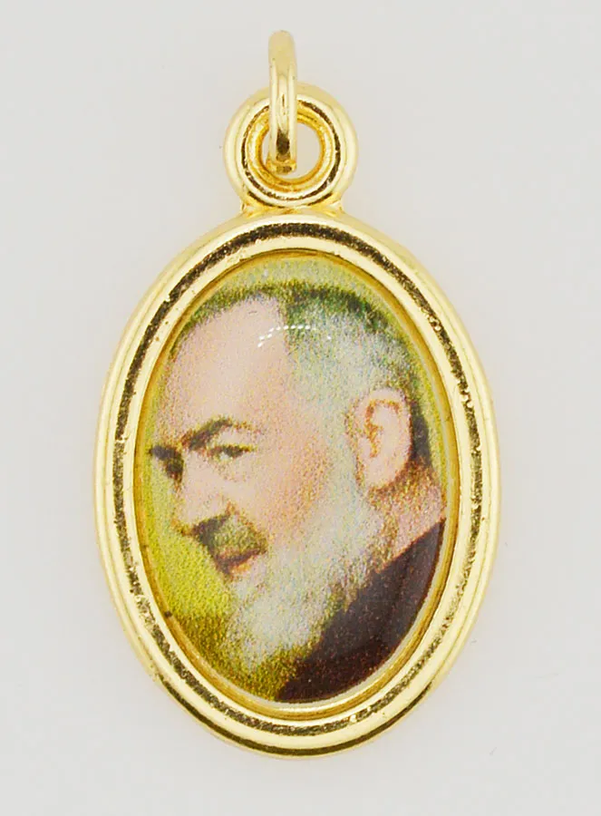 Anhänger des Heiligen Pater Pio Goldfarben - 25mm (pic 1)