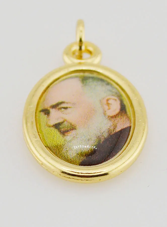 Anhänger des Heiligen Pater Pio Goldfarben - 25mm (pic 2)