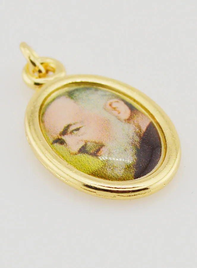 Anhänger des Heiligen Pater Pio Goldfarben - 25mm (pic 3)