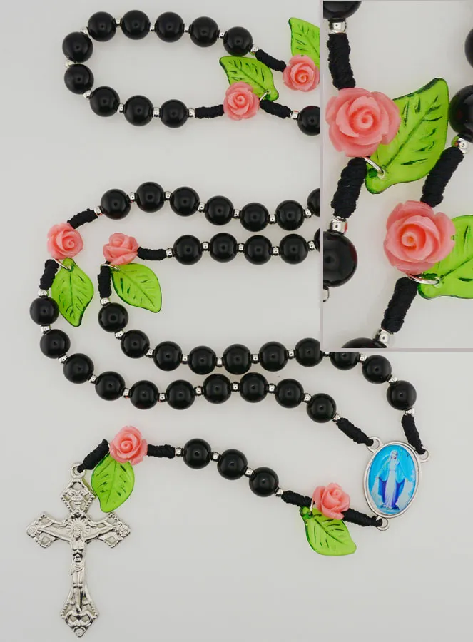 Rosenkranz der Wundertätigen Mutter Gottes aus Schwarzem Glas (pic 1)