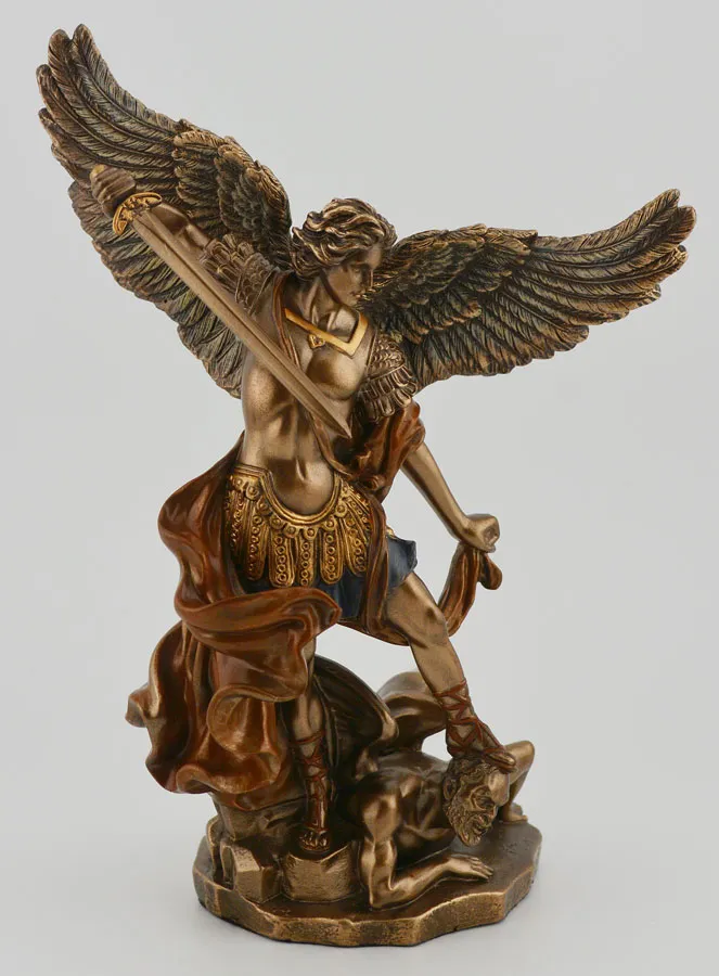 Religiöse Statue des Heiligen Michael aus Bronze - 15 cm (pic 1)