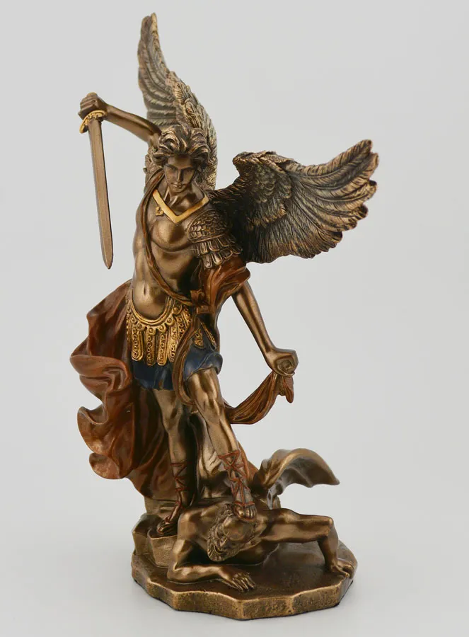 Religiöse Statue des Heiligen Michael aus Bronze - 15 cm (pic 2)