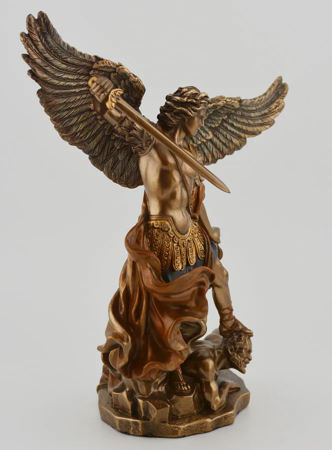 Religiöse Statue des Heiligen Michael aus Bronze - 15 cm (pic 3)
