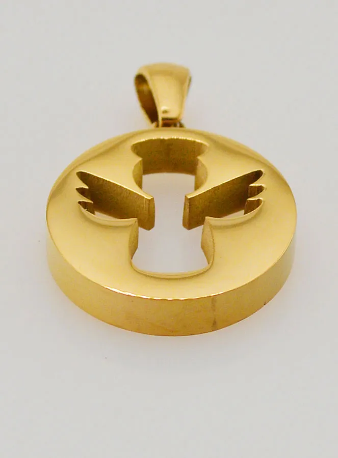 Durchbrochener Anhänger Schutzengel Edelstahl Goldfarben - 18mm (pic 2)