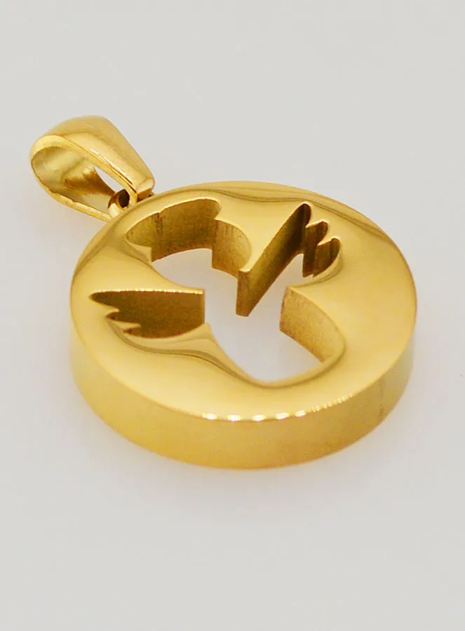 Durchbrochener Anhänger Schutzengel Edelstahl Goldfarben - 18mm (pic 3)
