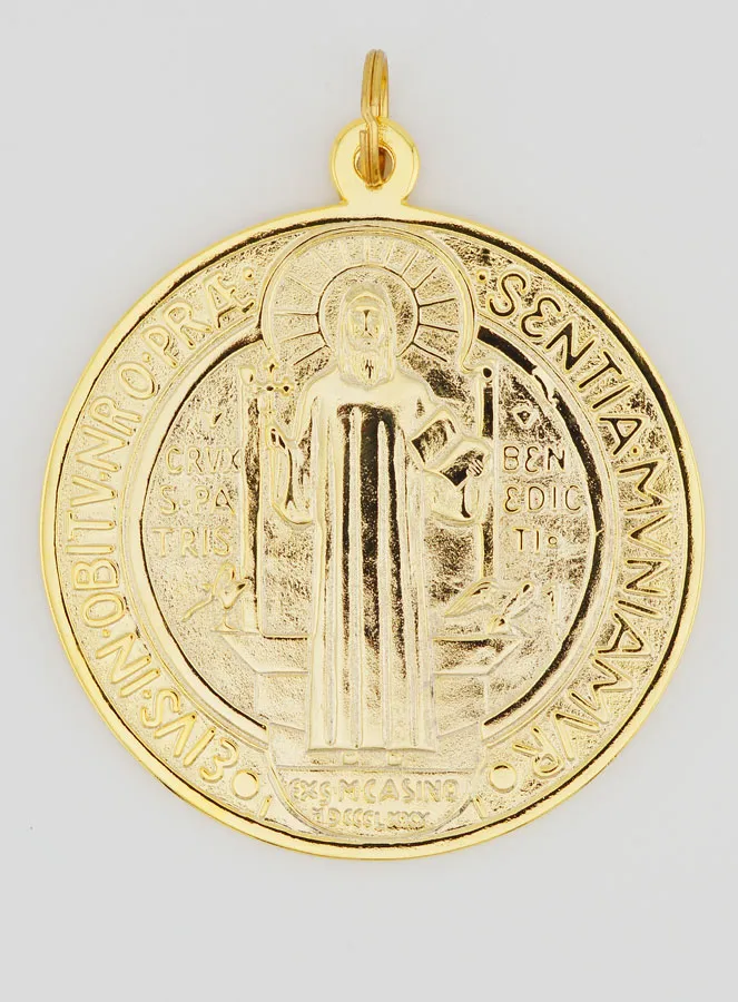Große Medaille des Heiligen Benedikt Goldfarben - 9.7cm (pic 1)