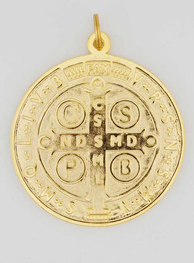 Große Medaille des Heiligen Benedikt Goldfarben - 9.7cm (pic 2)