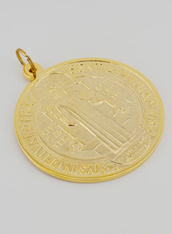 Große Medaille des Heiligen Benedikt Goldfarben - 9.7cm (pic 3)