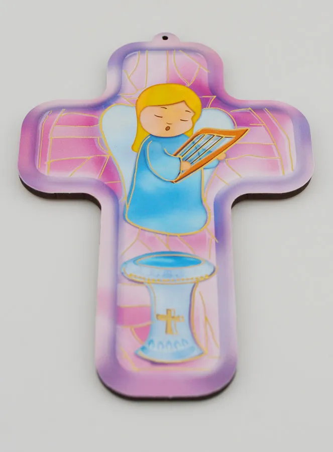 Holzkreuz Kind - Engel mit Harfe (pic 2)