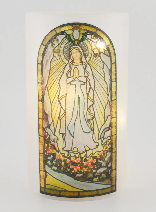 LED Windlicht – Madonna von Lourdes und Gebet (pic 1)