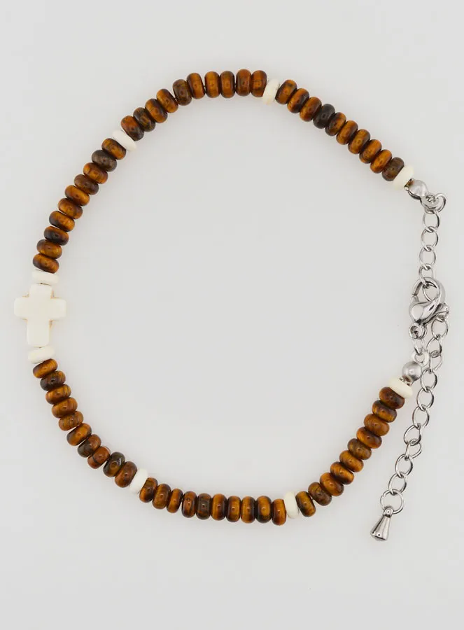 Armband mit Kreuz und Braunen Steinen (pic 1)